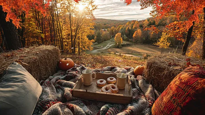 Autumn Afternoon on a Windy Hill 🍁 Countryside Picnic Date - Relaxing Birds Sounds & Autumn Ambiance