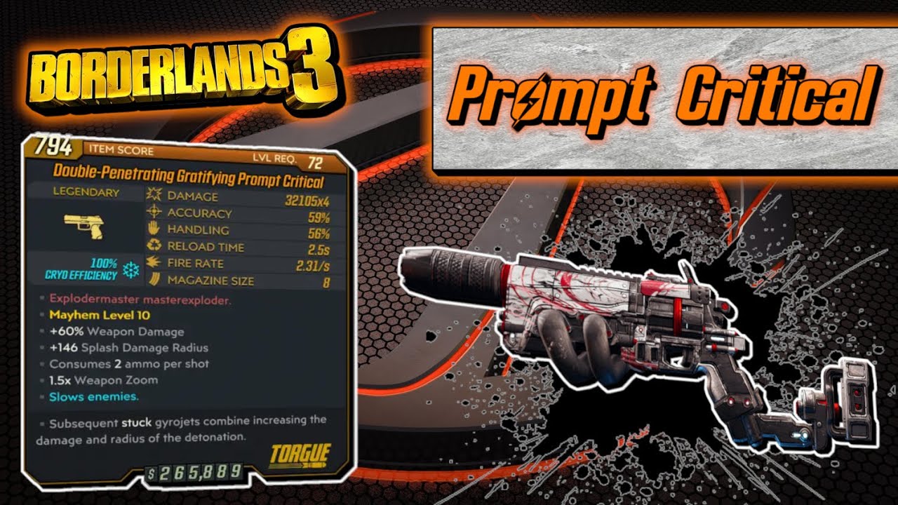 Legendary Item Guide | Prompt Critical | [Borderlands 3]