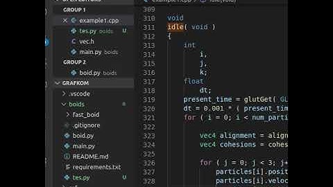 Grafika Komputer - Simulating Bird Flocks Particle using C++ and OpenGL