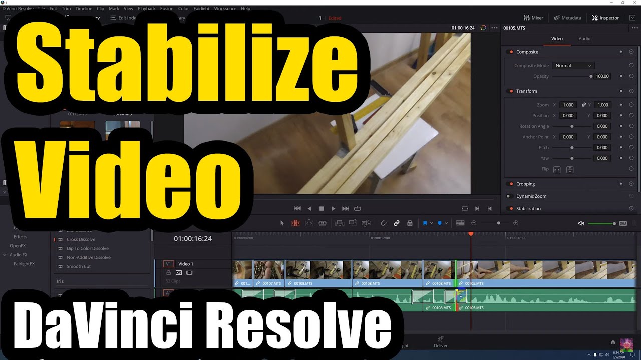 davinci resolve stabilize video