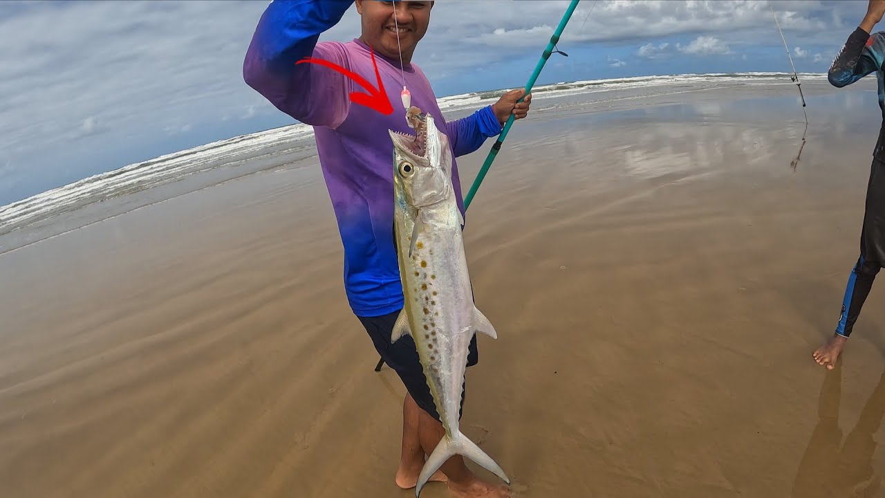 INCRÍVEL!!! UM PEIXE DE ALTO MAR NA PESCARIA DE PRAIA!! VOCÊ ACREDITA?? Pescaria Na Praia Da Caueira
