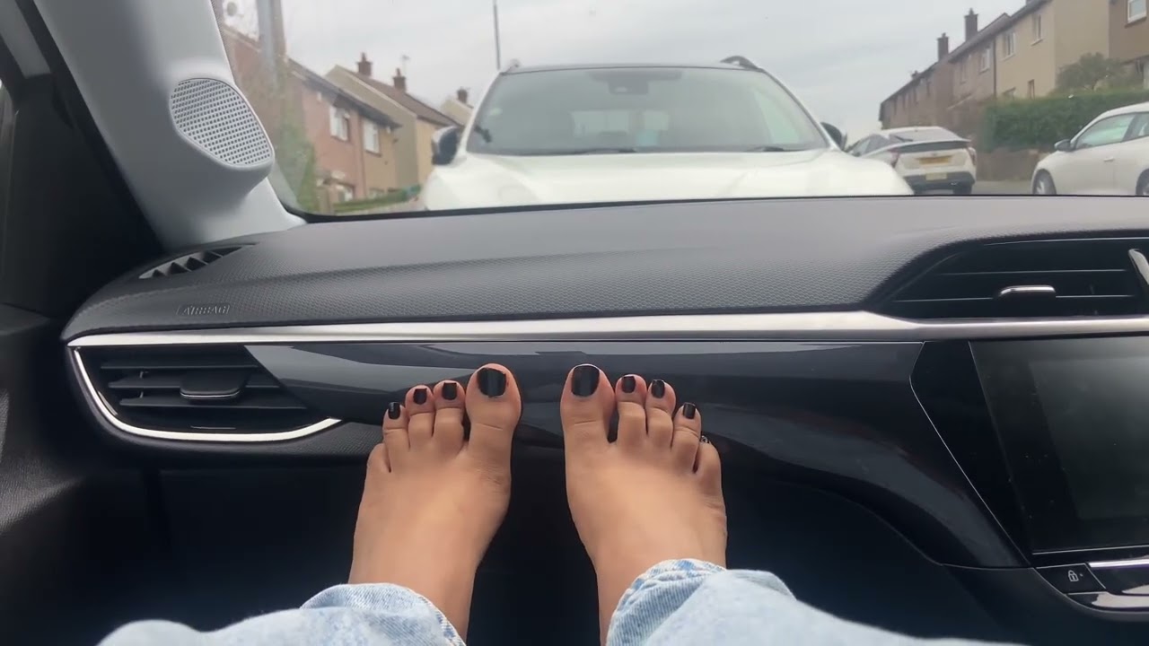 Feet-178. British indian car feet creasing! Black nail polish 