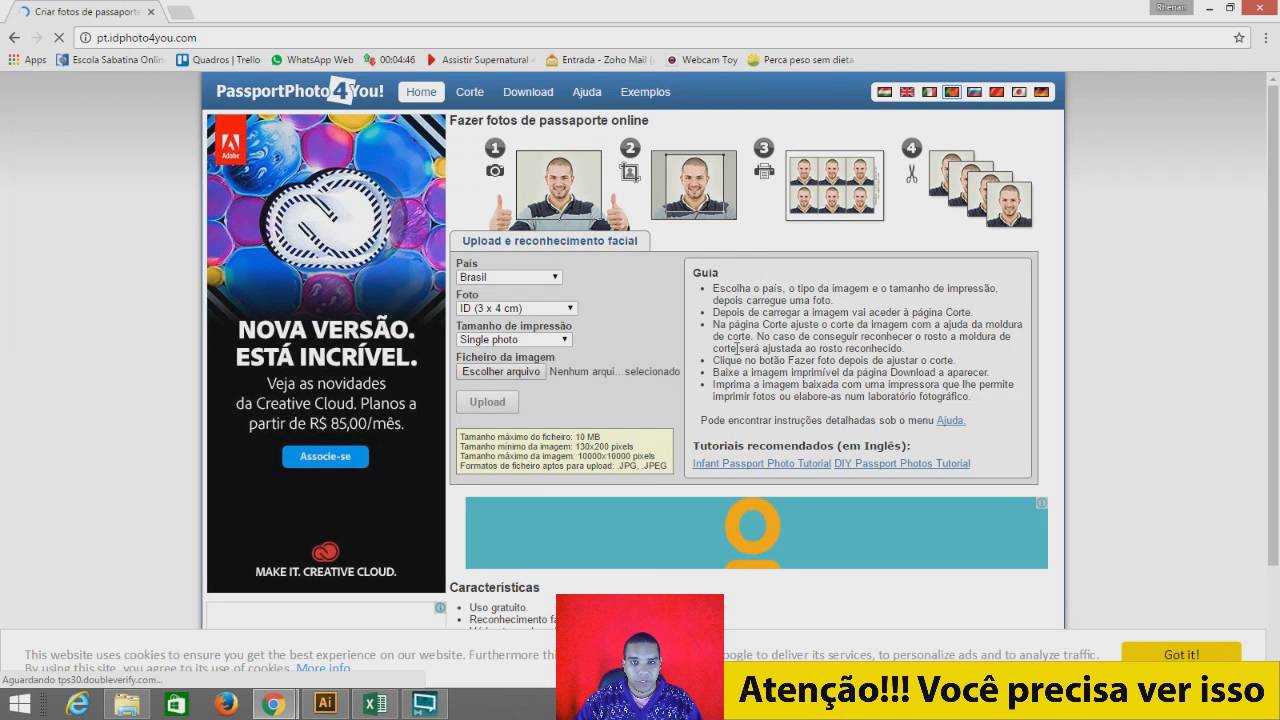 como fazer foto 3x4 online YouTube