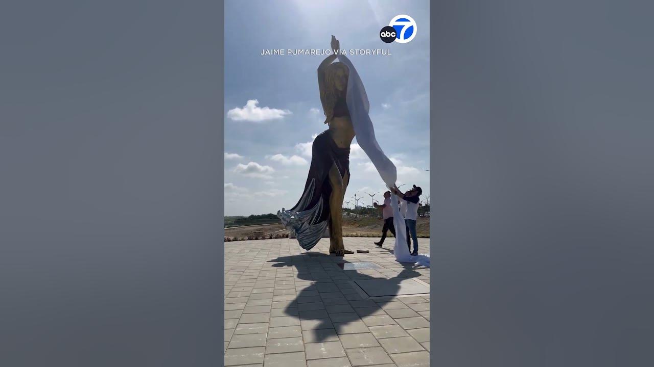 21-foot bronze Shakira statue unveiled in Colombia - YouTube