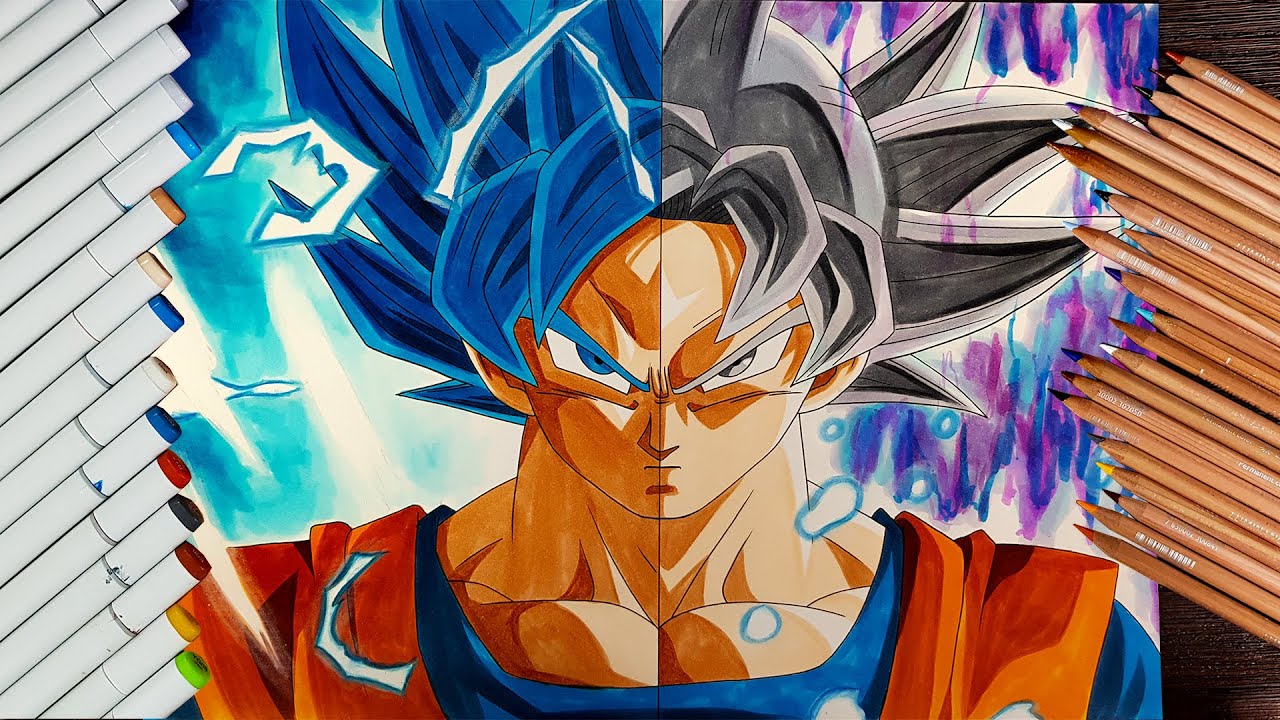 Anime Art - Drawing Goku Ultra Instinct - Dragon Fist - PaintingTube