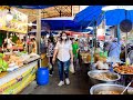 [4K] Walking on the evening "Klong Tan Market" Thai food and shopping in Bangkok