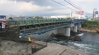 黄瀬川大橋　仮設橋で応急復旧　7月の増水で崩落　／静岡