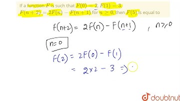 If a function F is such that F(0)=2, F(1)=3, F(n+2)=2F(n)-F(n+1) for n ge 0, then F(5) is equal ...