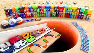 Marble Run Race in Rain Gutter ASMR Mentos and Coca Cola Experiment Underground Long Version