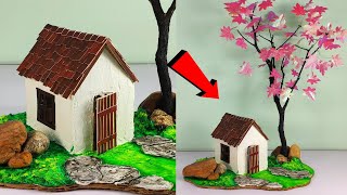 DIY Cardboard House - How To Make Cardboard House | How to make mini house with cardboard and cement