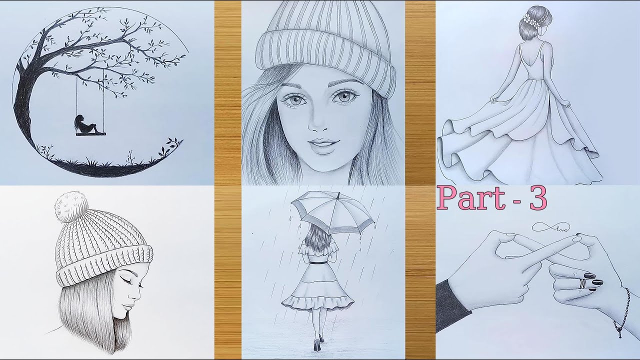 Part - 3 || 6 easy drawing ideas || Pencil sketch Tutorials || Art ...