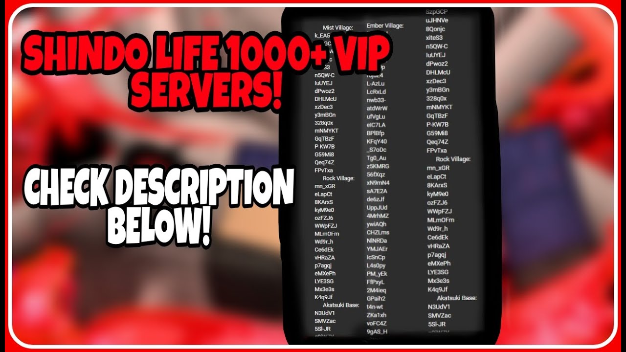 Codes for private VIP servers in Shindo Life