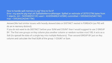 How to handle spill memory in pig? How to fix it?