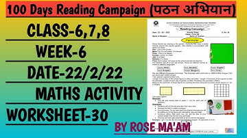 CLASS-6,7,8|#100 days #Reading Campaign|#Activity  worksheet-30,#Date-22/2|22