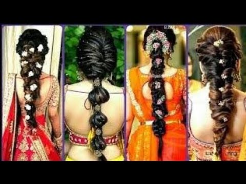 Indian bride hairstyles | Half saree function hairstyle | Marriage  hairstyles | Reception hairstyles - YouTube