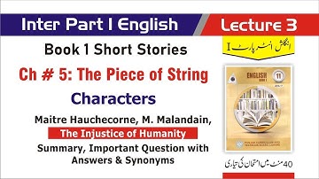 11th Class English-chapter 5 The Piece of String |Short Stories| Exam 2021
