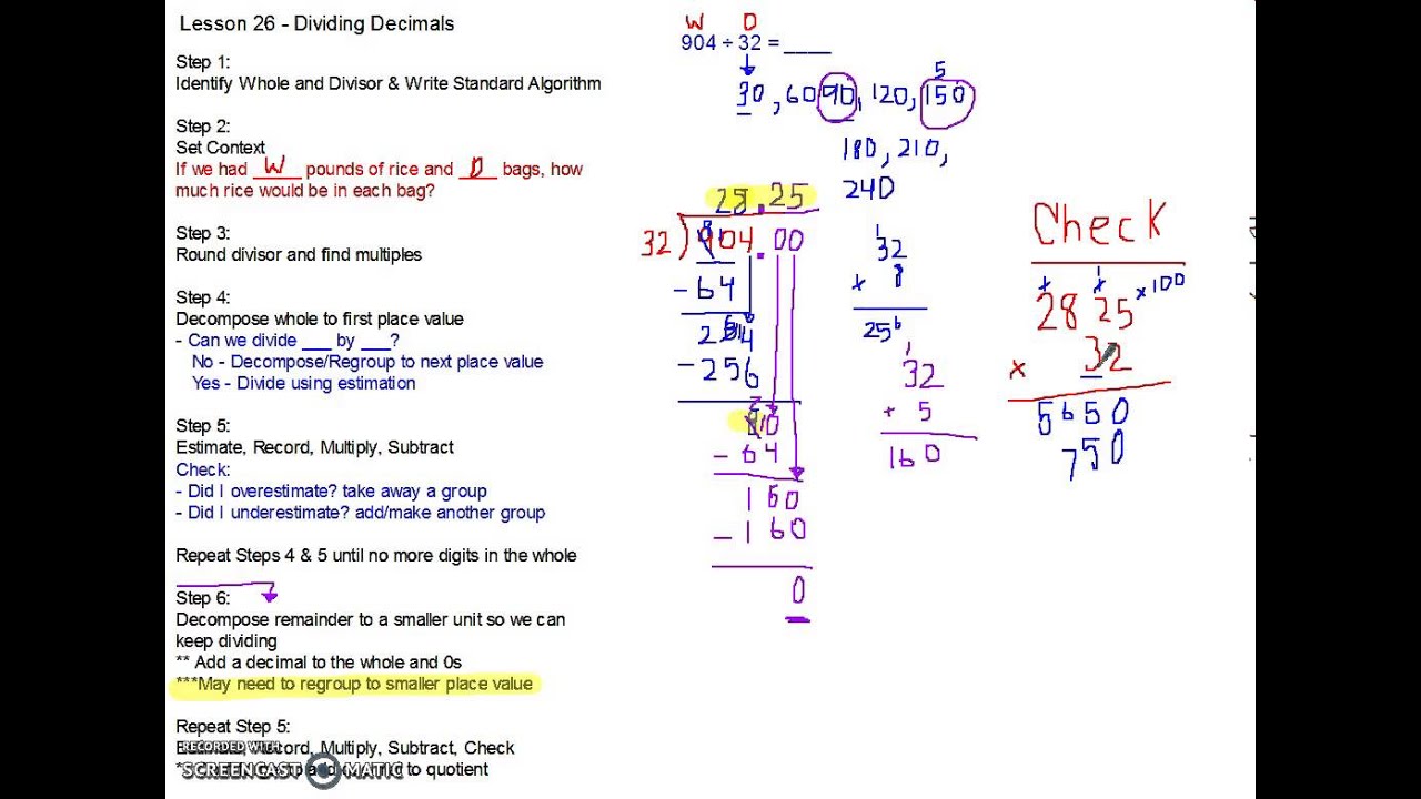 Module 2 Lesson 26 Part 2 Dividing Decimals - YouTube