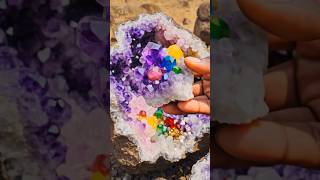 Mysterious Multi Color amethyst Crystal Geode Found in Massive Rock 💎 | Diamond Hunter