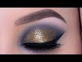 Golden Navy Glitter Smokey Eyes Tutorial for New Year’s Eve