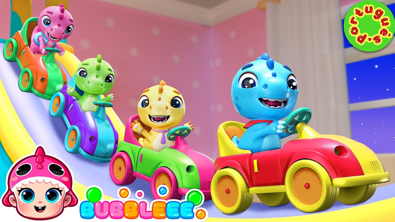 Cinco Dinossauros e a Aventura no Escorregador!  + MAIS | Bubbleee Canções Infantis