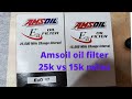 Amsoil oil filter differences 25k miles vs 15k miles.  amsoil oil filter efficiency and  microns