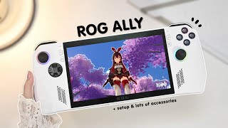 ROG Ally Aesthetic Unboxing | SSD upgrade | ROG Azoth | Raikiri Pro | Genshin Impact