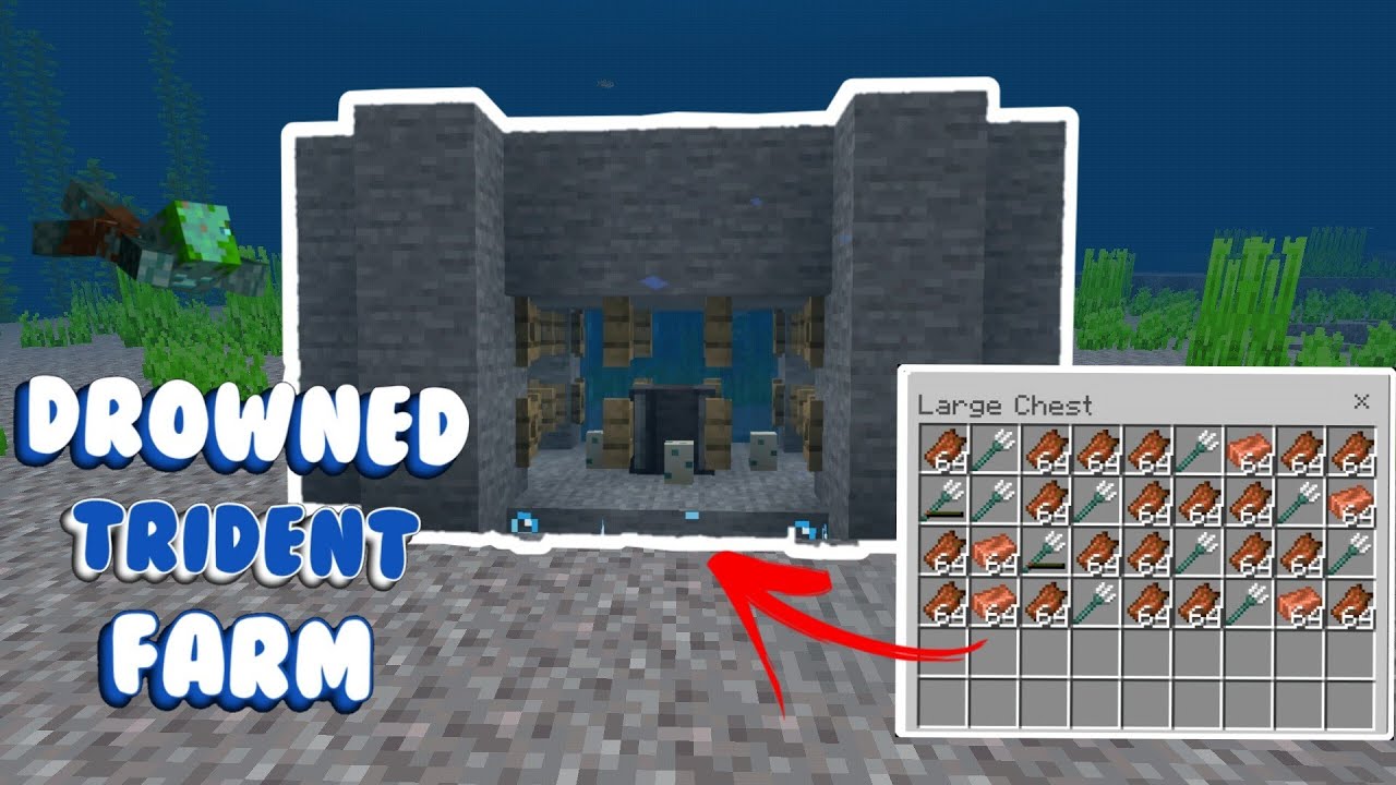 Best 1.18+ drowned and trident farm Minecraft Bedrock ( MCPE, Xbox ...