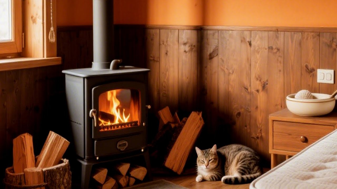 قطة نائمة تحت بطانية ناعمة مع صوت بيانو هادئ لراحة العقل