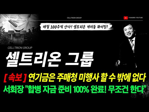   셀트리온 연기금은 주매청 미행사 할 수 밖에 없다 왜 서정진 회장 합병 자금준비 100 완료 무조건 한다 셀트리온목표가 셀트리온합병