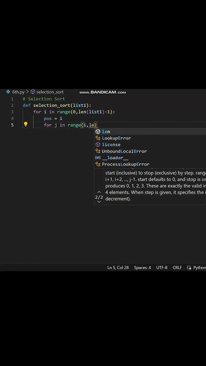 Selection Sort in Python without using built-in functions | #shorts # ...