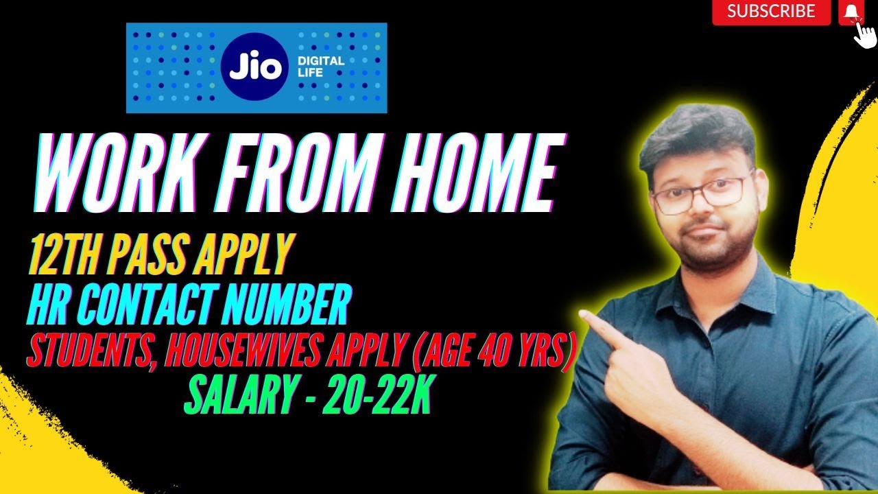 JIO WORK FROM HOME JOB 12TH PASS APPLY AGE NO BAR JIO JOBS 2023