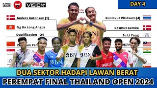 JADWAL DAN DRAW PEREMPAT FINAL THAILAND OPEN 2024 DAY 4~START 12.00 WIB LIVE INEWS TV