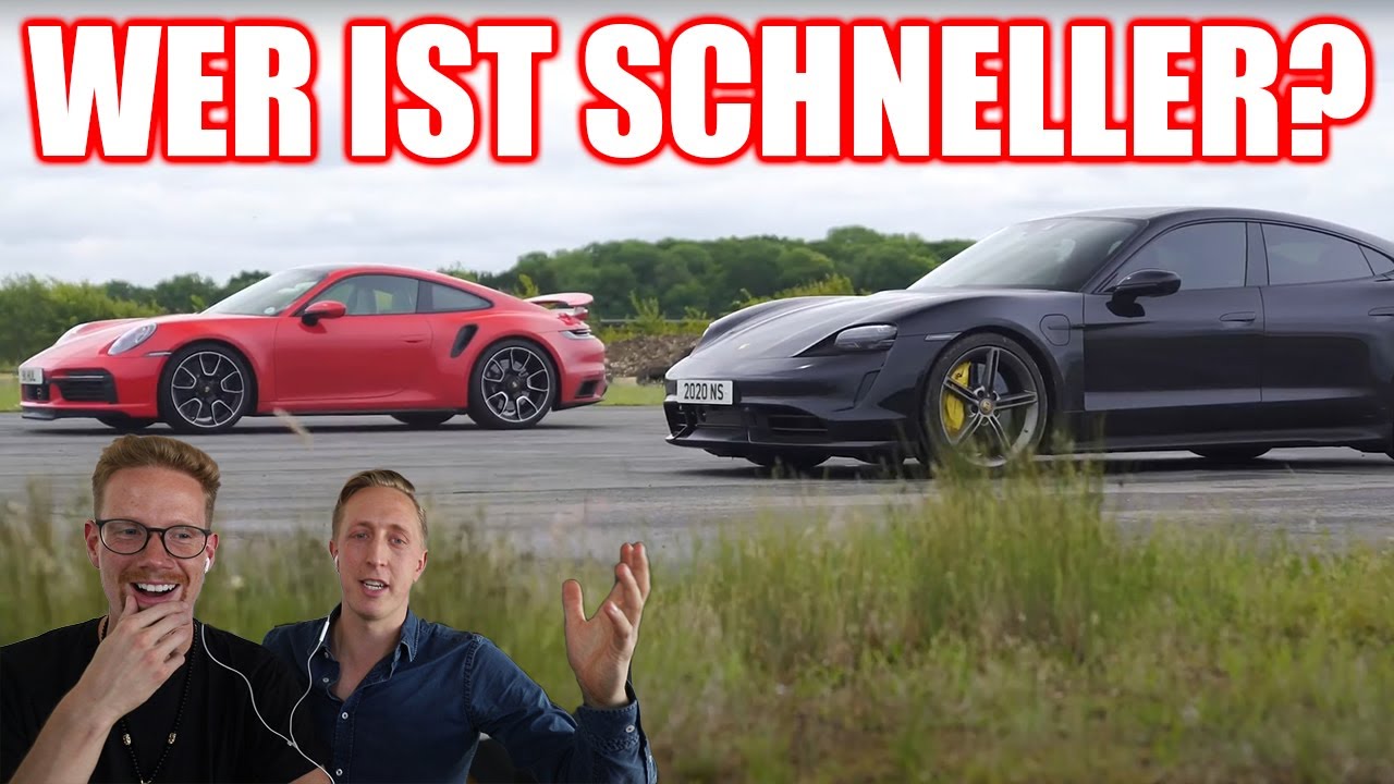 Porsche 911 Turbo S Vs Taycan Turbo S Drag Race I Benziner Vs Elektro I Gordian Und David Reagieren Youtube