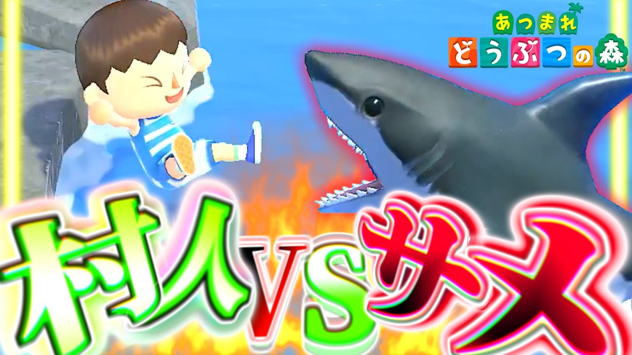 【あつ森】村人 vs サメ【あつまれ どうぶつの森】