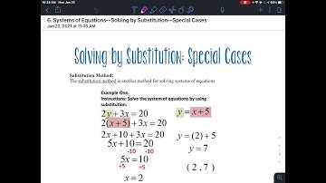 Systems of equations —solving by substitution — special cases VIDEO