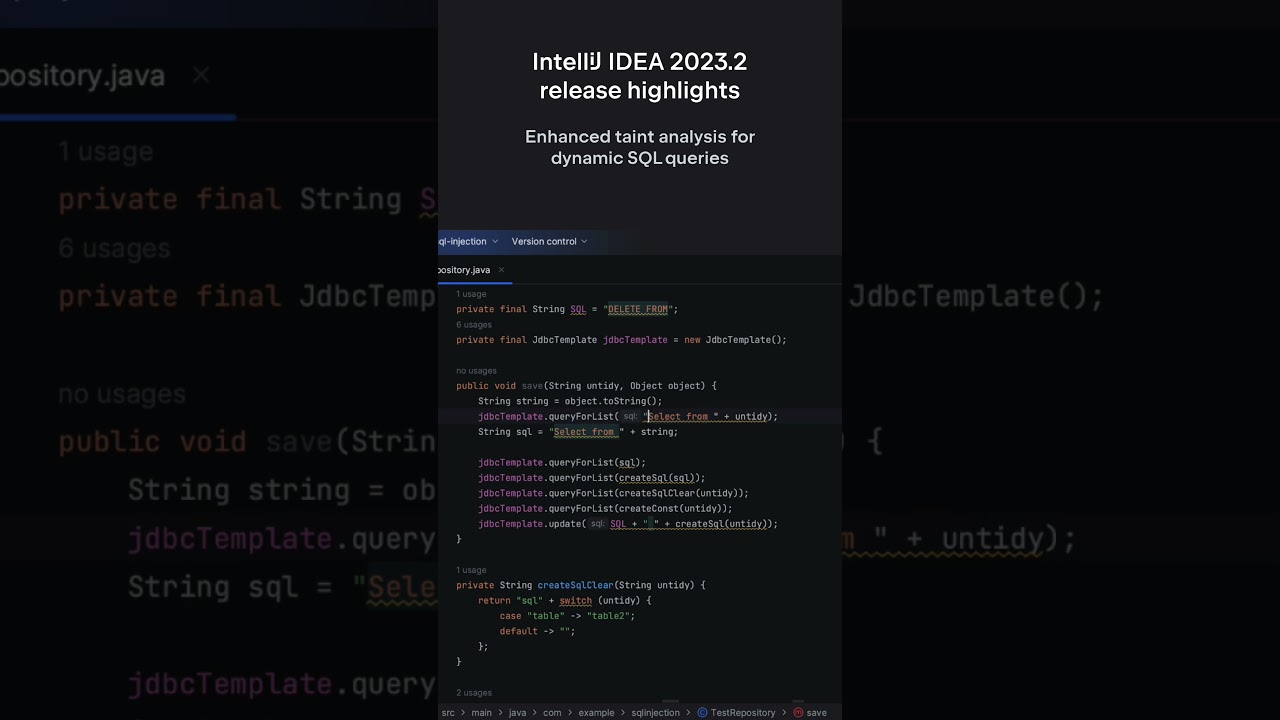 IntelliJ IDEA 2023.2 release highlights - Taint analysis