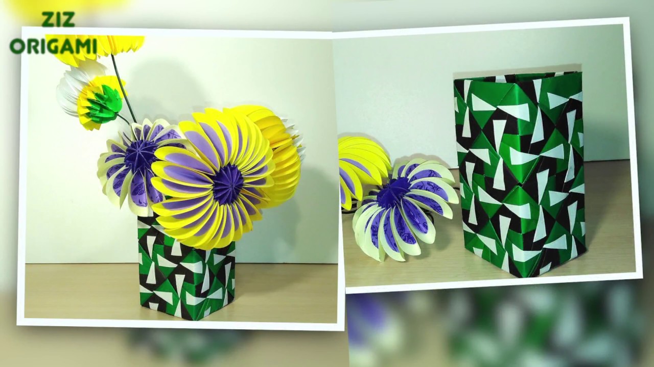 How to make Origami vase, modules.Valentine's day gift ideas paper vase. Easter DIY decor.