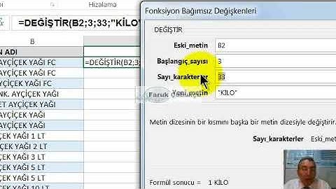 Excel DEĞİŞTİR (REPLACE) Fonksiyonu