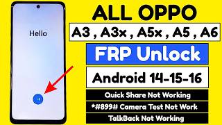 Oppo A3/A3x/A5/A5x/A6 Google Account Frp Bypass 2026 Android 14/15/16 | *#899# Code Not Working