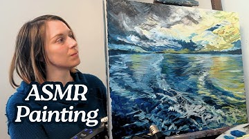ASMR Charcoal Drawing and Painting | Wake on the Water with Sunlight, Clouds, and Waves
