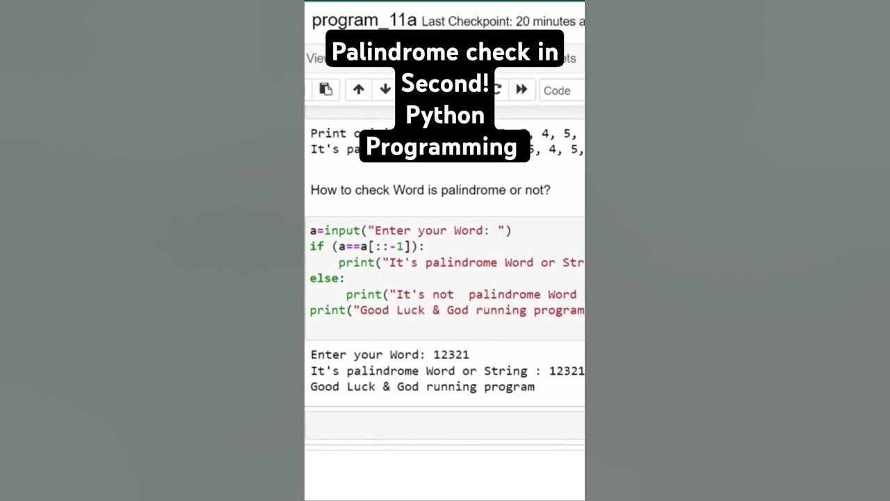 Reverse Logic/Palindrome python programming #shorts #ai - YouTube