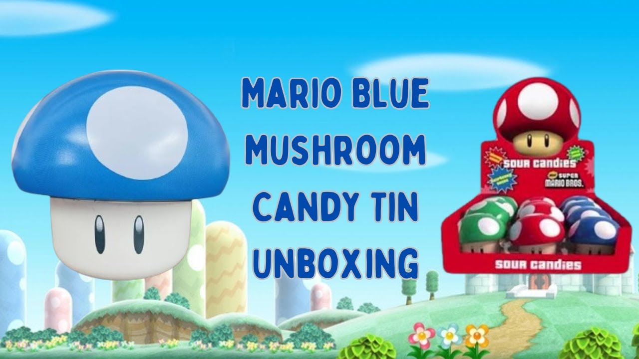 Super Mario Blue Mushroom Candy Tin Unboxing - YouTube