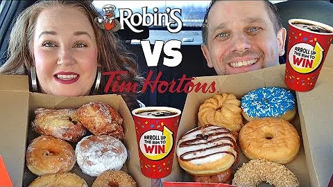 ROBINS DONUTS VS TIM HORTONS DONUTS (WHAT DID WE WIN ON ROLL UP THE RIM)???