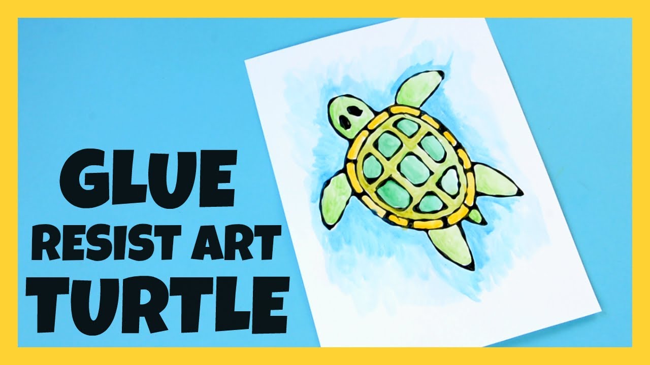 Turtle Black Glue Resist Art Idea for Kids YouTube