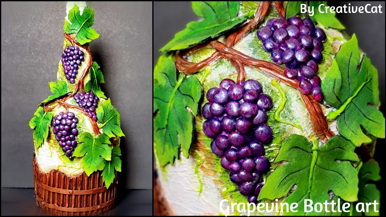 Grapevine bottle art/bottle decoration/ Altered bottle/ Wine ...