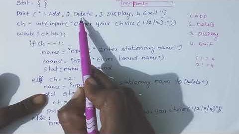 write a menu driven program to add or delete a stationary items using dictionary/python language