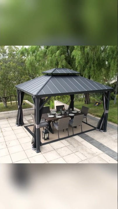 Watch this 👉 Sunjoy 10x10 Aluminum Frame Gazebo for Outdoor Living Space #shorts #backyard #gazebo