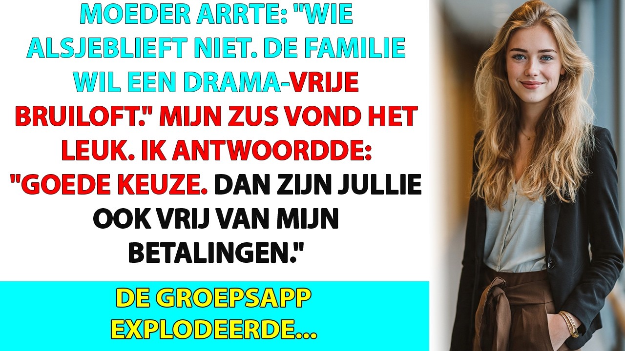 Mijn moeder stuurde me twee dagen voor de bruiloft van mijn zus een bericht: “Alsjeblieft niet komen. De familie wil een dramavrije bruiloft.” Ik had die bruiloft bijna volledig betaald – meer dan...