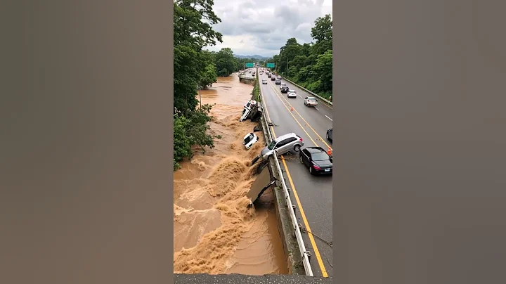 Moment the bridge almost sank due to the floods! #fyp #shorts