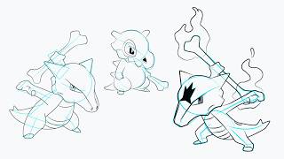 Cómo Dibujar Cubone, Marowak y Marowak de Alola 💀🔥 | Evolución Completa Pokémon